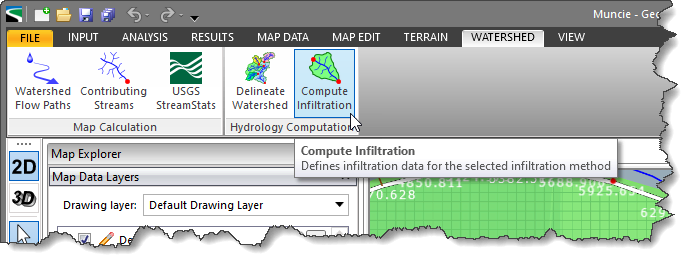 Compute Infiltration Watershed ribbon menu command