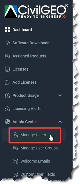 Manage Users option