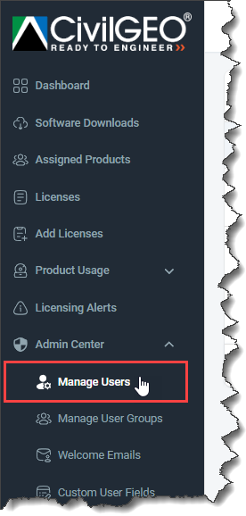 Manage Users option