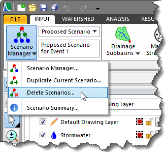 Scenario Manager dropdown menu