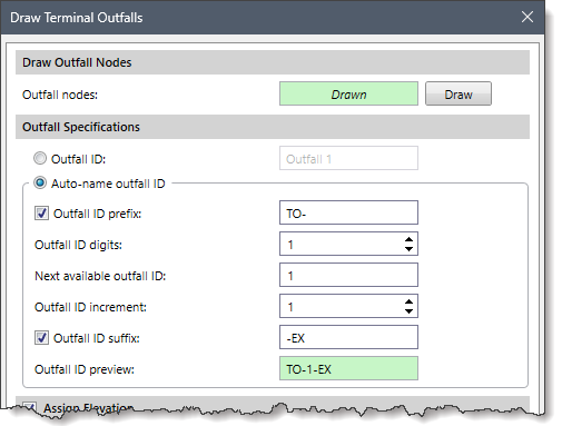 Auto-name outfall ID radio button option