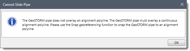 Cannot Slide Pipe Dialog Box