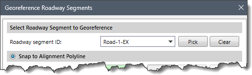 Roadway segment ID dropdown combo box