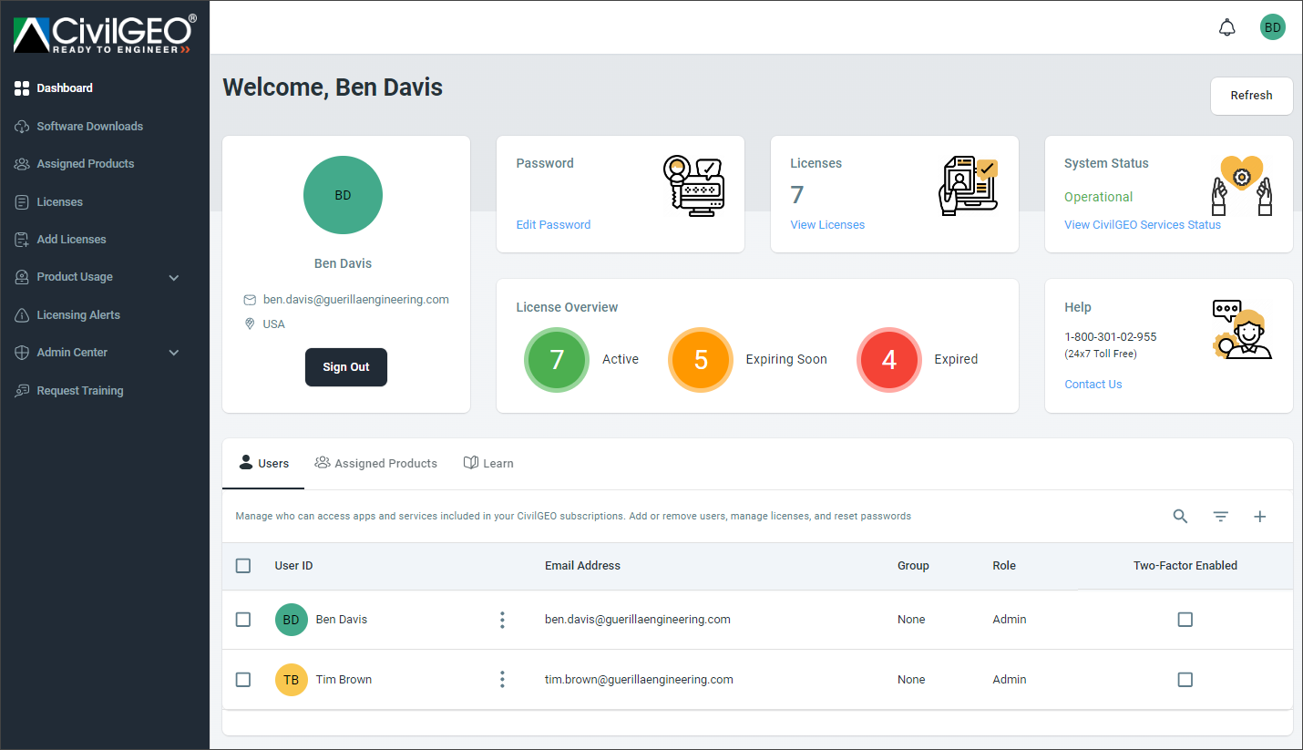 Administrator Portal (If signed in as an administrator)