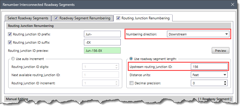 Numbering direction - Routing Junction