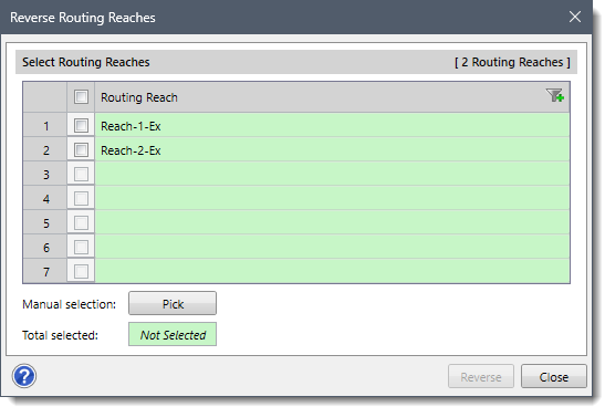 Reverse Routing Reaches dialog box