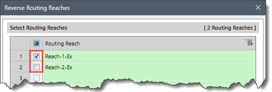 Select Routing Reaches section