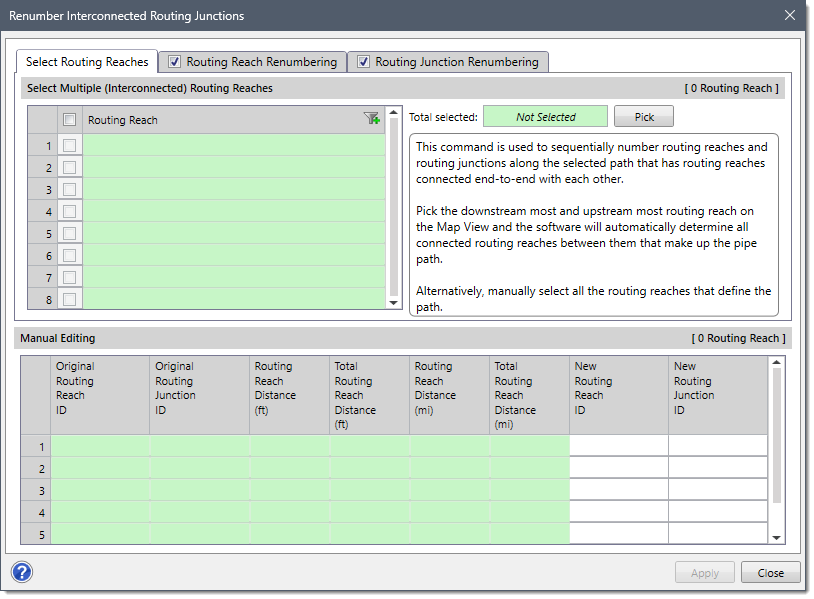 Renumber Interconnected Routing Junctions Dialog Box