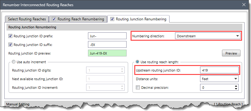Numbering Direction - Routing Junction Renumbering