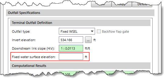 Fixed water surface elevation