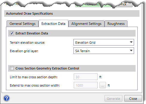 Extraction Data Panel