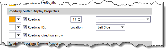 Roadway Gutter Display Properties