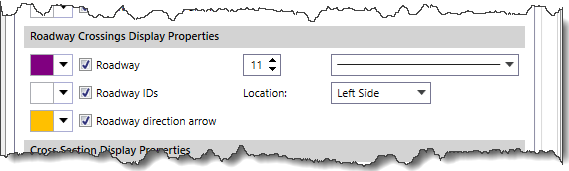 Roadway Crossings Display Properties