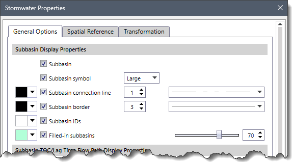 Subbasin Display Properties