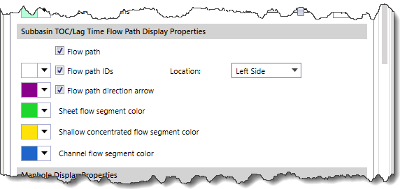 Subbasin TOC/Lag Time Flow Path Display Properties