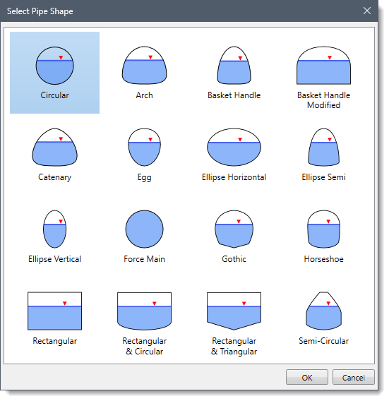 Select Pipe Shape dialog box