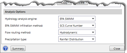 Analysis Options section