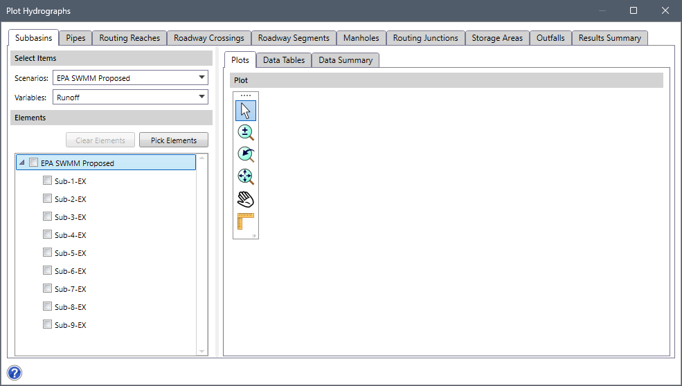 The Plot Hydrographs dialog box