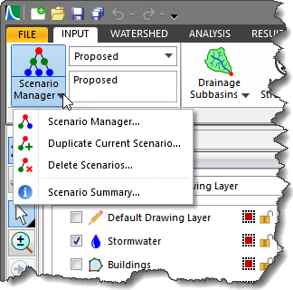 Scenario Manager dropdown combo box
