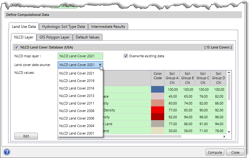 Layer cover data source dropdown combo box