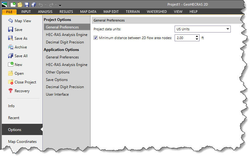 Options backstage page