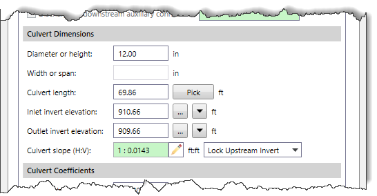 Culvert Dimensions section