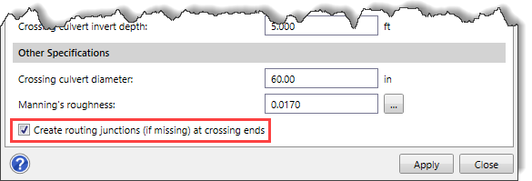Create Routing Junctions (if missing) at Crossing Ends Entry