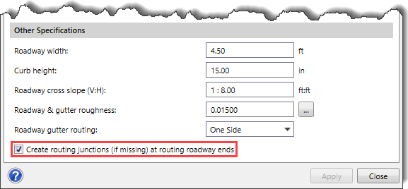 Create Routing Junctions (if missing) at Routing Roadway Ends Checkbox Option