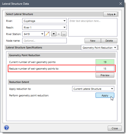 Apply Button - Lateral Structure Data
