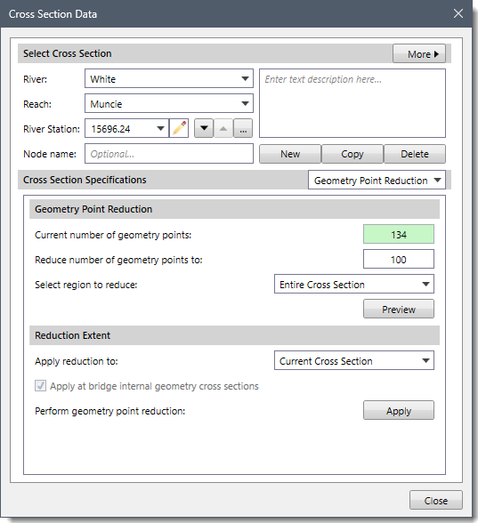 Geometry Point Reduction Data Panel