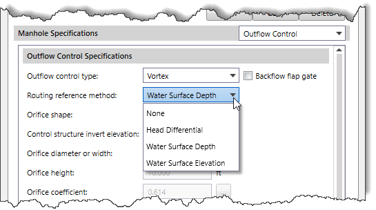 Routing reference method dropdown combo box