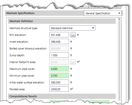 General Specification panel