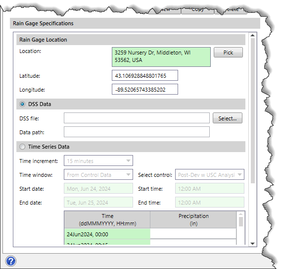 Rain Gage Specifications section