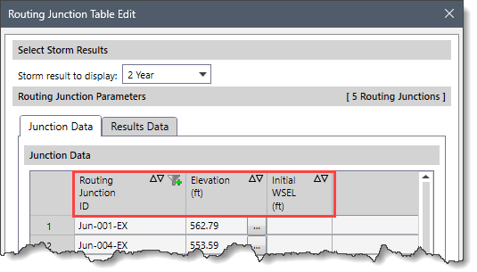 Routing Junction Table Edit Command - CivilGEO Knowledge Base