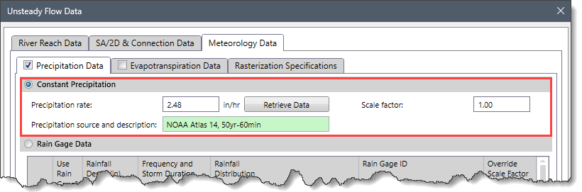 Constant Precipitation section