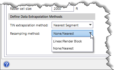 Resampling method dropdown combo box