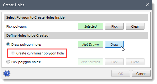 Create Curvilinear Polygon Hole Checkbox Option