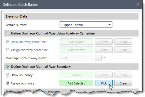 Assign Boundary Radio Button Option