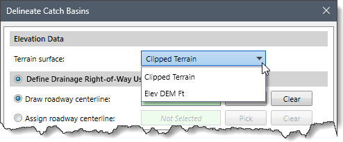 Terrain Surface Dropdown Combo Box