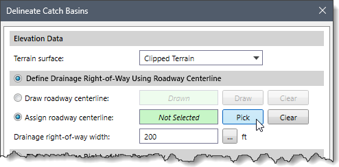 Assign Roadway Centerline Radio Button Option