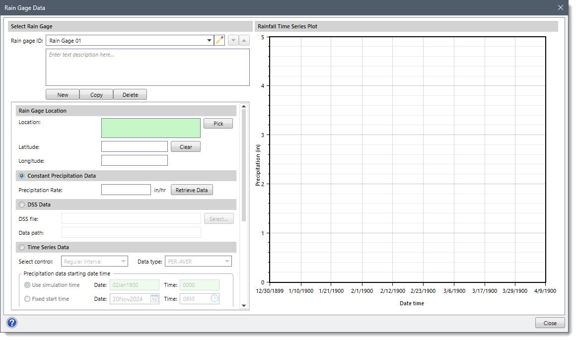 Rain Gage Data Dialog Box