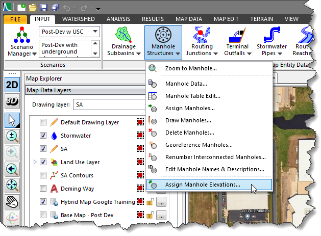 Assign Manhole Elevations command