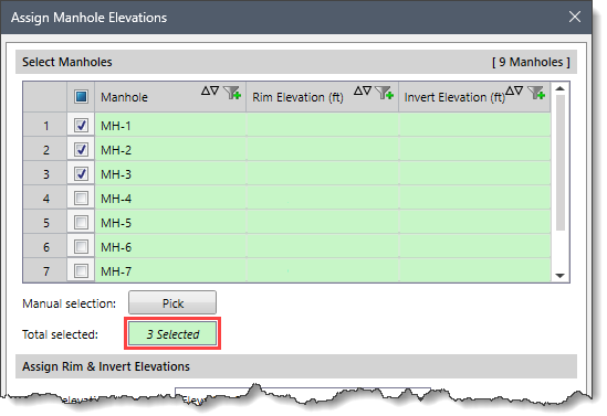 Total selected read-only field
