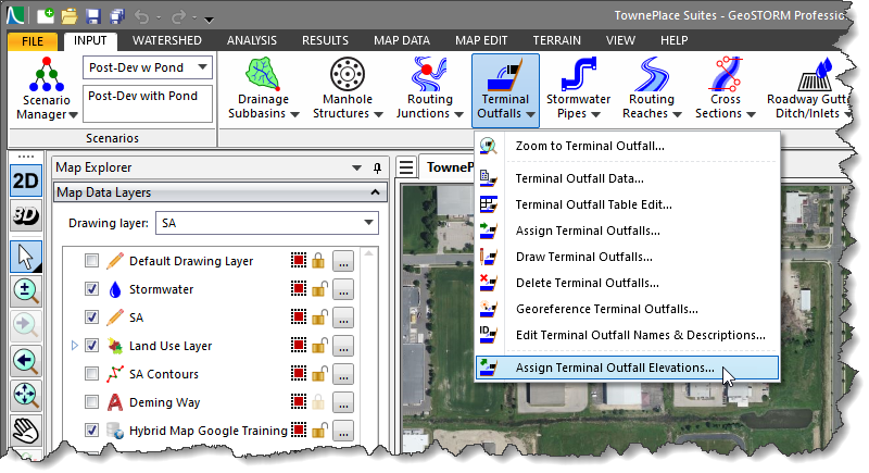 Assign Terminal Outfall Elevations Command - CivilGEO Knowledge Base