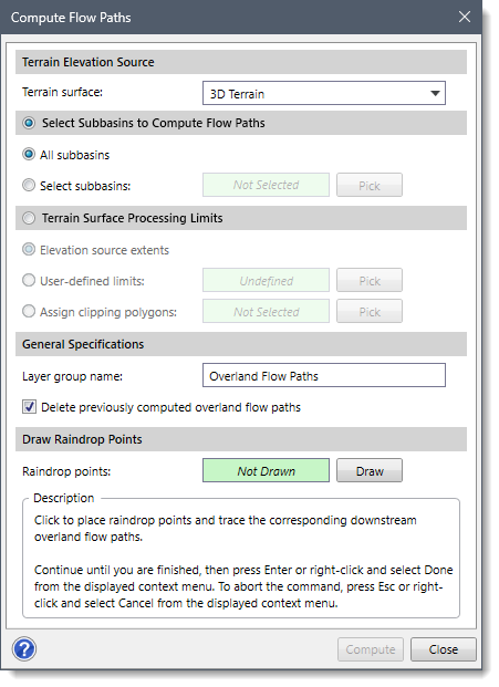 Compute Flow Paths dialog box