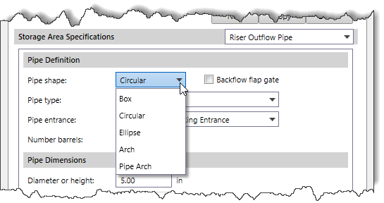 Pipe shape dropdown combo box