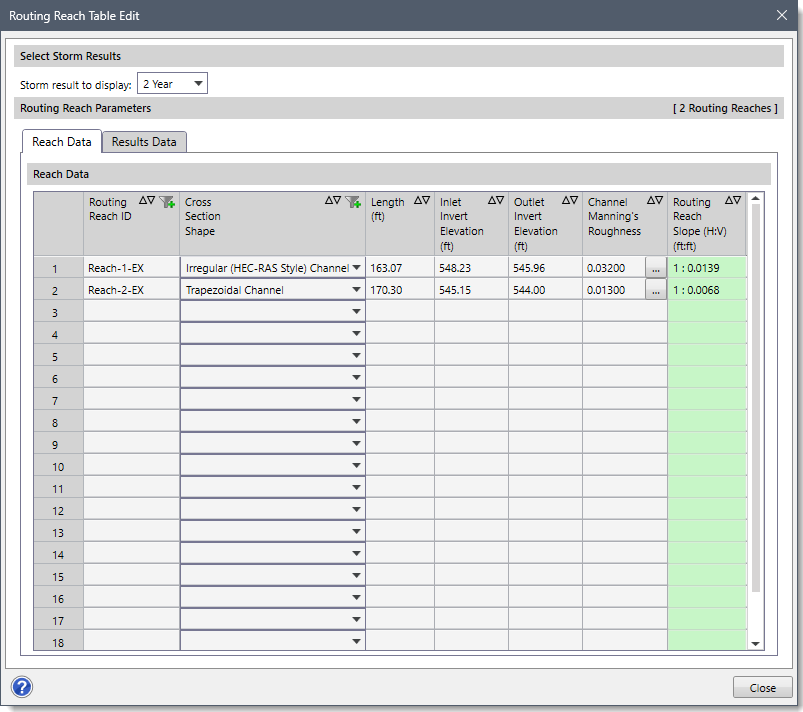 Routing Reach Table Edit Dialog Box