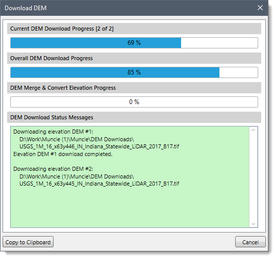 Download DEM Dialog Box