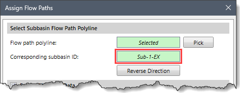 Corresponding Subbasin ID Read-only Field - Assign Flow Paths Command