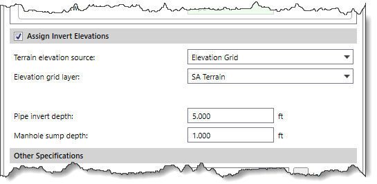 Assign Invert Elevations section